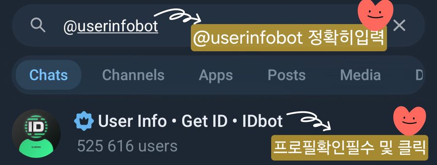 userinfobot 검색